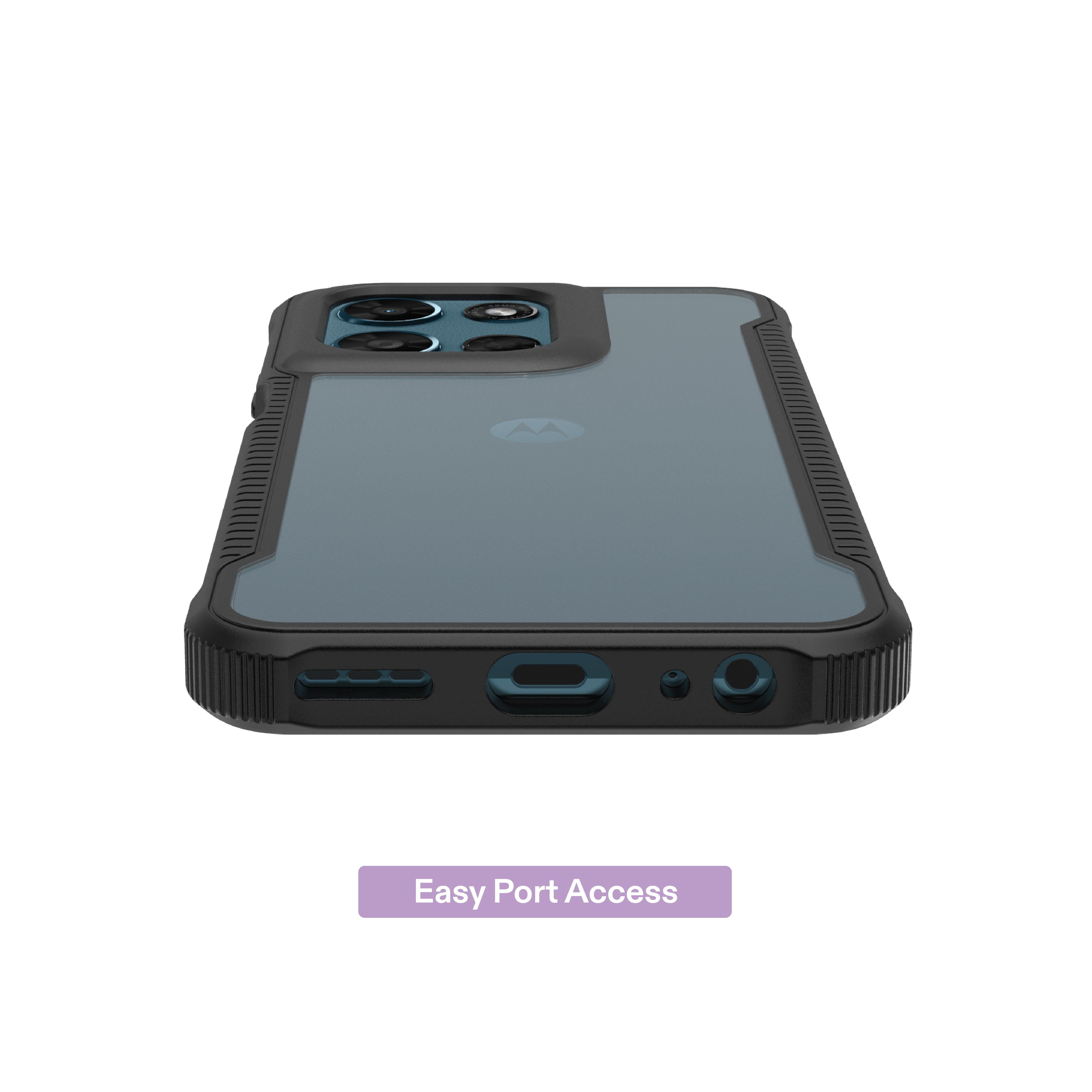 onn Dual-Layer Phone Case for Motorola moto g PLAY (2026) - Black/Clear
