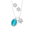 thumbnail image 2 of Delight Jewelry Silvertone Oval - Imitation Cat's Eye - Dark Teal - Silver tone Snowflake Charm Necklace and Stud Earrings, 2 of 4