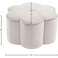 thumbnail image 5 of Meridian Furniture Daisy Flower Shaped Cream Velvet Ottoman, 5 of 9