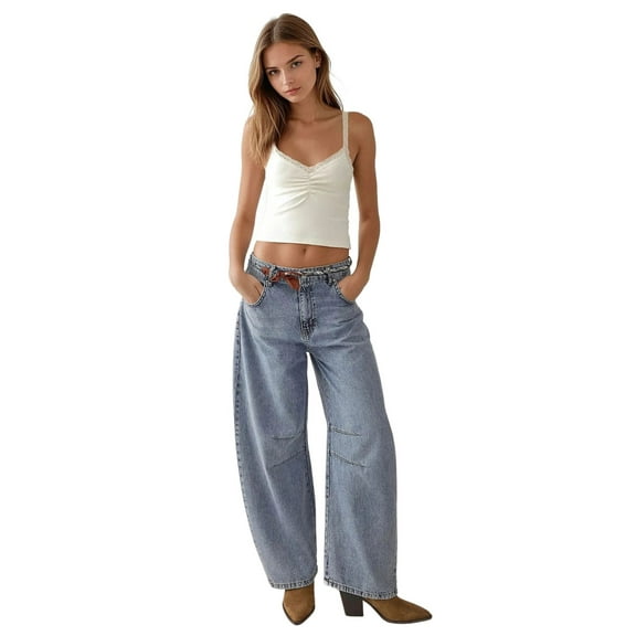 Mid Rise Barrel Jean