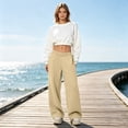 thumbnail image 3 of Resicozy Wide Leg Sweatpants for Women High Waisted Baggy Sweat Track Pants Drawstring Casual Lounge Pants with Pockets Khaki S, 3 of 6