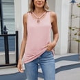 thumbnail image 5 of LWavelet Women's Scalloped V Neck Ribbed Knit Tank Top – Slim Fit Button Detail Cami Yellow L, 5 of 7