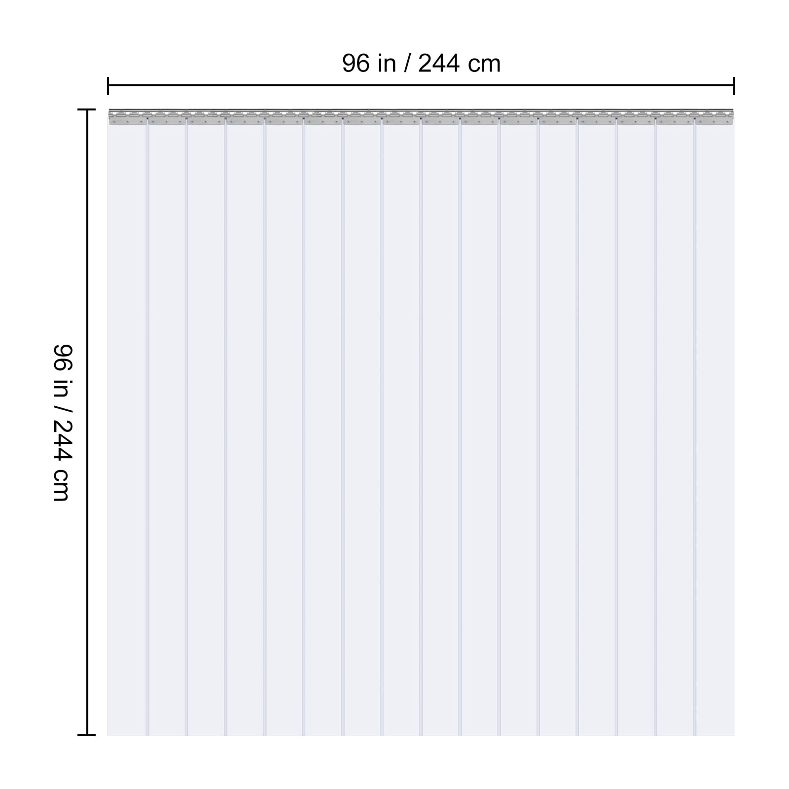 KFFKFF Strip Curtain PVC Door Curtain 96" x 96" Cooler Freezer Clear Plastic