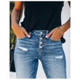 thumbnail image 1 of High Waist Women's Jeans 2022 Auttmn Button Fly Women Trousers Ripped Hollow-Out Jeans for Women Streetwear Straight Leg Jeans zhangyuxiang LED, 1 of 2