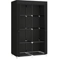 thumbnail image 2 of 35 Inch Portable Closet for Small Room, Clothing Organizer Storage Rack with Non-Woven Fabric Cover, 1 Clothes Hanging Rod, 6 Storage Shelves, Black, 2 of 18