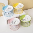 thumbnail image 3 of Cuenco de cerámica para gatos con protección para el cuello y las patas altas Cuenco de comida especial con cara plana Plato para bocadillos Boca poco profunda Cuenco de comida para, 3 of 6