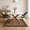 thumbnail image 3 of ODIKA 5'x7' Washable Area Rug Non-Slip, Chair-Friendly Boho Striped Central Chain Symmetrical Earthy Contrast Decor for Dining Room, Under Table, Home Office, 3 of 7