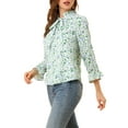 thumbnail image 4 of INSPIRE CHIC Haut de Loisirs à Manches Longues pour Femmes avec Col à Nouer, Col à Volants et Imprimé Floral, 4 of 6