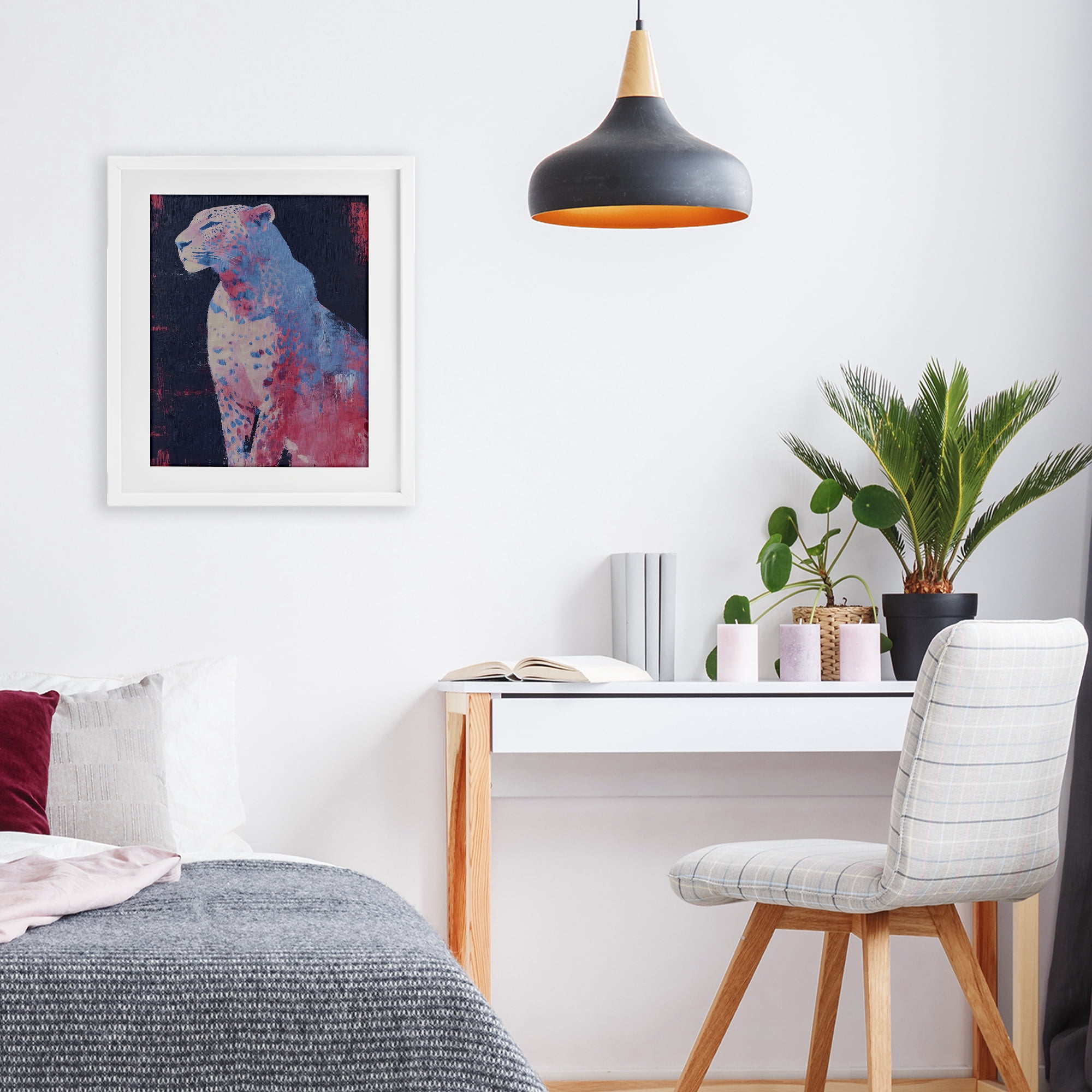 Stupell Industries Predator Pride Leopard White Framed Print Under Glass, design by Svetlana Aleynikova