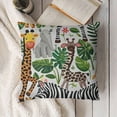 thumbnail image 3 of Safari Throw Pillow Cushion Case, Cartoon Style Animal Pattern Safari Themed Lions Tigers Flamingos Funny, Decorative Square Accent Pillow Cover, Multicolor, 3 of 5
