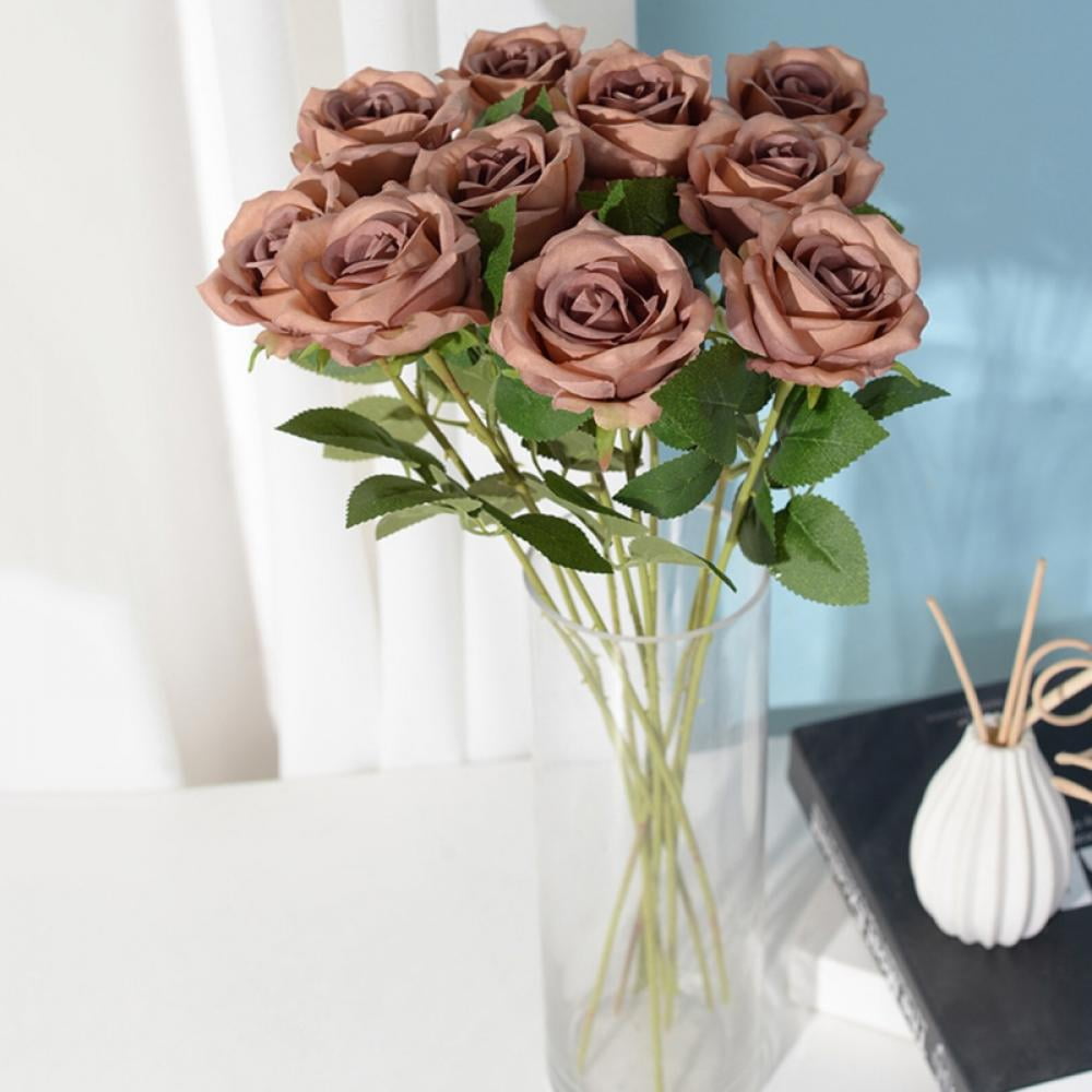24 PCS Rose Artificial Flowers, Silk Roses with Stems Realistic Fake
