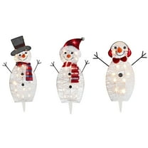 Uutvery Christmas Yard Decoration,LED Light Up Snowman,Set of 3 Acrylic Christmas Decor,Waterproof 2D Light Up Snowman Decor for Xmas Indoor Outdoor Garden Yard Lawn Festive Holiday Display