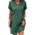 thumbnail image 1 of Camisa de Verano para Mujer, de Algodón y , con Cuello en V, Informal, de Corta, Holgada, Color Verde, Talla L, 1 of 5