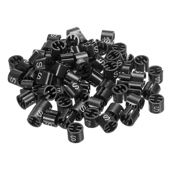 Uxcell Clothes Hanger Marker S Size Fit Hanger Rod for Garment Color Coding Black, Pack of 100