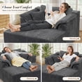 thumbnail image 3 of Muumblus 60" Oversized Chaise Lounge Chair Indoor Furniture, No-Assembly Modern Boneless Cloud Couch, Sleeper Sofa Bed for Living Room, Antique Gray Corduroy, 3 of 10