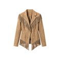 thumbnail image 5 of Zynoxe Men's Suede Jackets Classic Lapel Zip‑Up Oudoor Jacket Long Sleeve Open‑Front Jackets for Men Vintage Solid Color Casual Outer Coat Western Style with Tassel Khaki S, 5 of 6