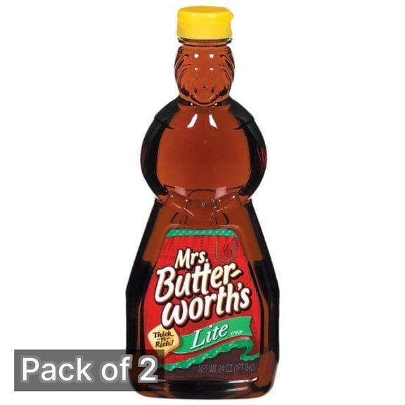 Mrs. Butterworths Lite Syrup 24 Fl Oz Plastic Bottle (Pack of 2)