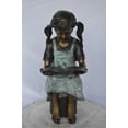 thumbnail image 2 of Nifao Young girl sitting and reading book bronze statue – Home Office Decor Sculpture, 16"L x 12"W x 27"H, 2 of 10