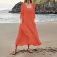 thumbnail image 4 of Robes de Printemps pour Femmes Été 2023 Mode Décontractée en Coton Solide et à Manches Courtes Robe Longue Moyenne, 4 of 7