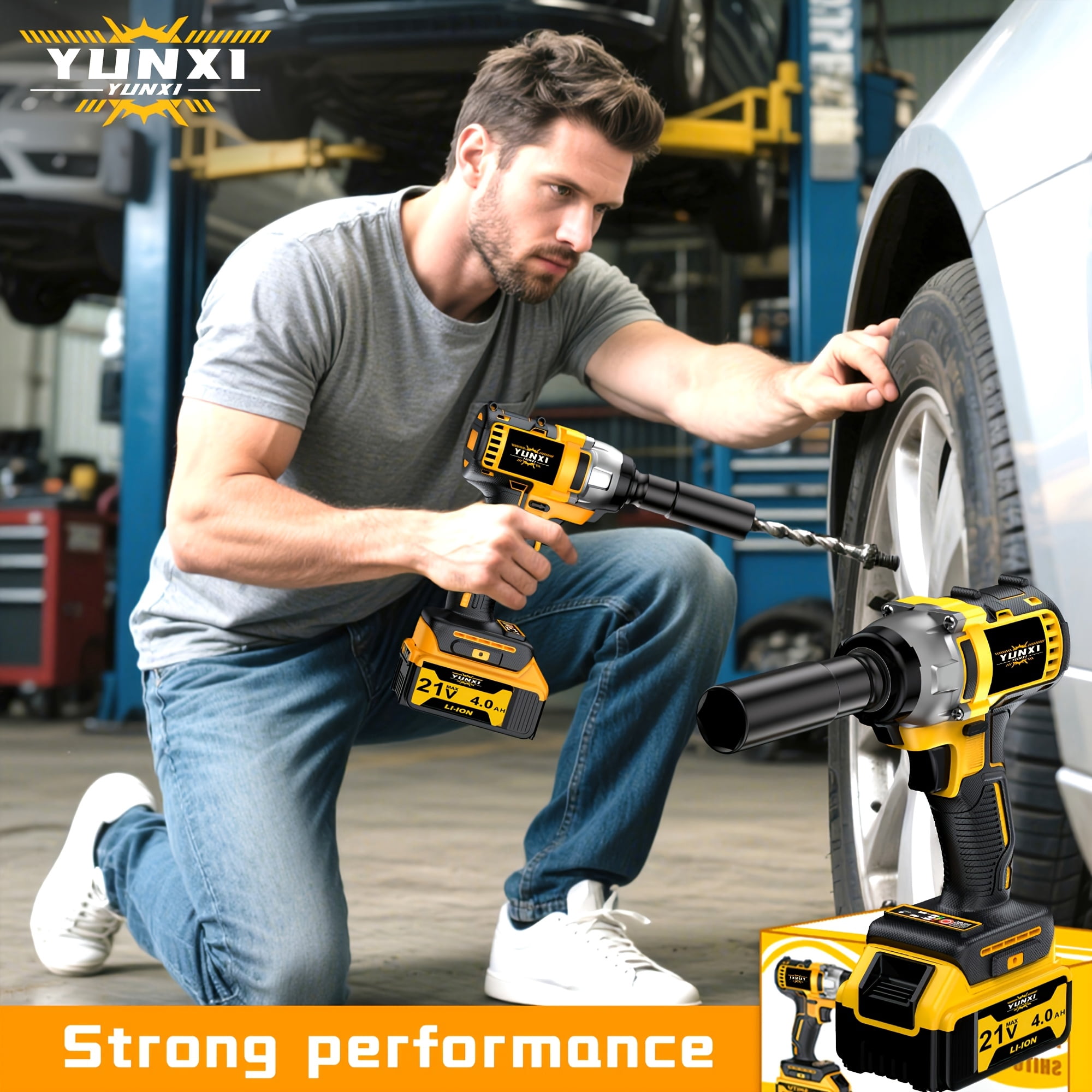 DGB Cordless Impact Wrench, High Torque Rechargeable Power Tool for Automotive Tire Changes and Fastening Repairs