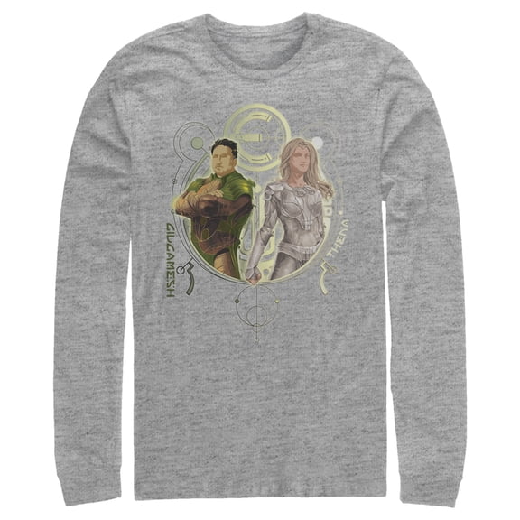 Men's Marvel Eternals Gilgamesh and Thena Duo  Long Sleeve Shirt Athletic Heather X Large