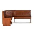 thumbnail image 2 of Riverbay Furniture Wood Brown 3Pc Patio Corner Table Booth Bench Dining Set, 2 of 14