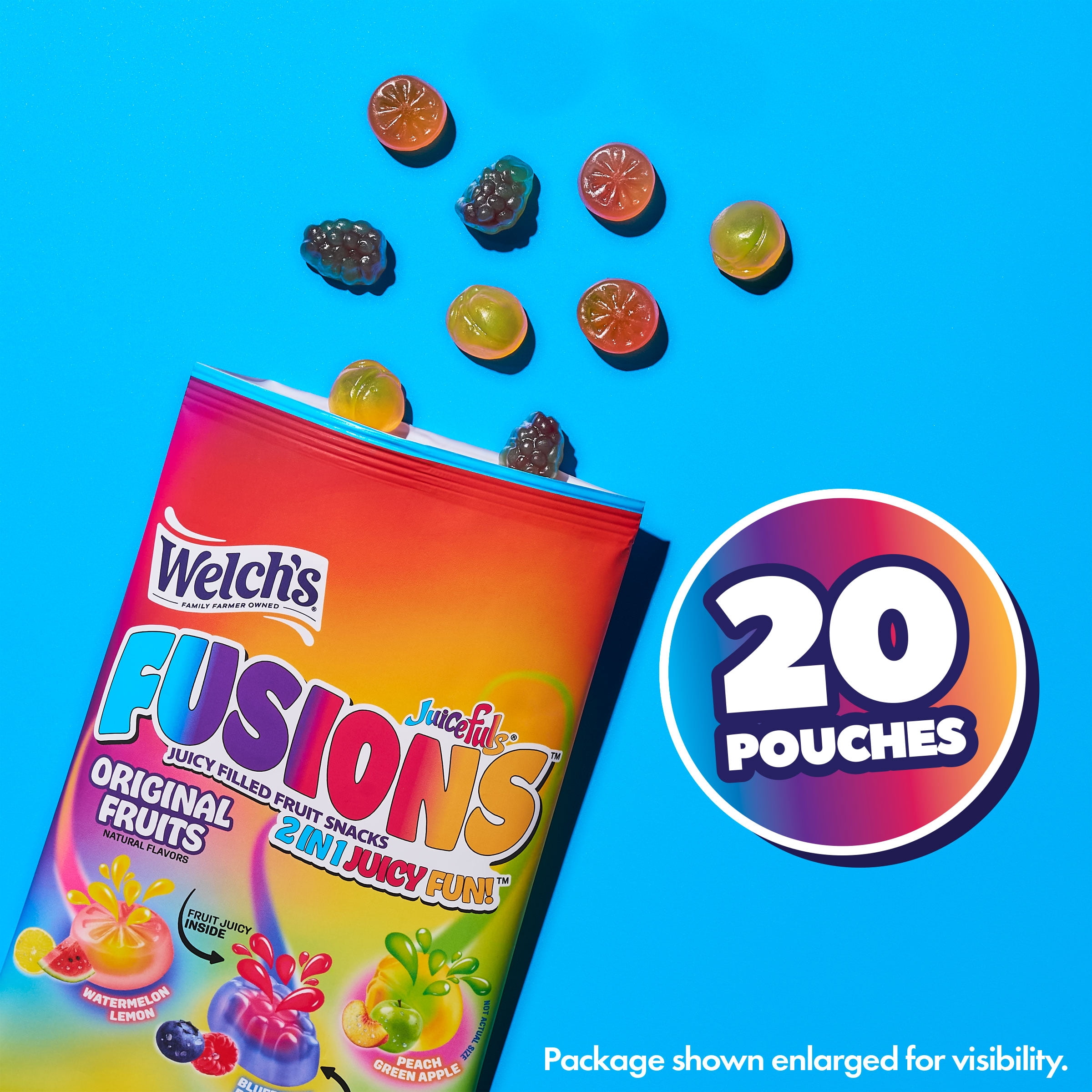 Welch's Fusions, Original Fruits, Soft Fruit Snacks, Gluten-Free, .8 oz, 20 Count