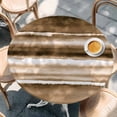 thumbnail image 2 of Brown Stripes Round Tablecloth, Fitted Table Cover with Elastic for 55"-60" Round Tables, Country Watercolors Gradient Texture Table Cloth Outdoor Indoor Dinning Party Waterproof Tablecloths, 2 of 7