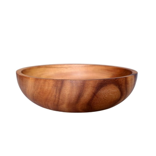 1 cuenco redondo de madera de acacia para servir pasta, arroz y sopa. Vajilla. Los 26x7.5cm