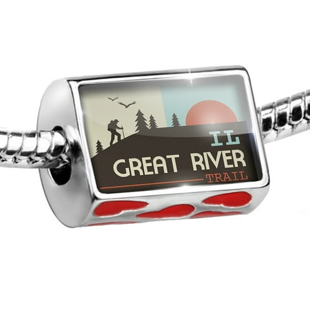 Bead US Hiking Trails Great River Trail - Illinois Charm Fits All European
