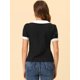 thumbnail image 3 of Blusa de manga corta Allegra K con Textura y pajarita Negro XL, 3 of 4