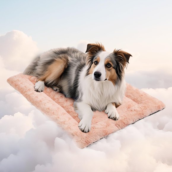 Mora Pets Lit pour Cage de Chien en Peluche Lit pour Cage 36 Pouces Tapis Antidérapant Lavable pour Chenil pour Petit Moyen Grand Chien et Chiot 35 x 22 Pouces Rose