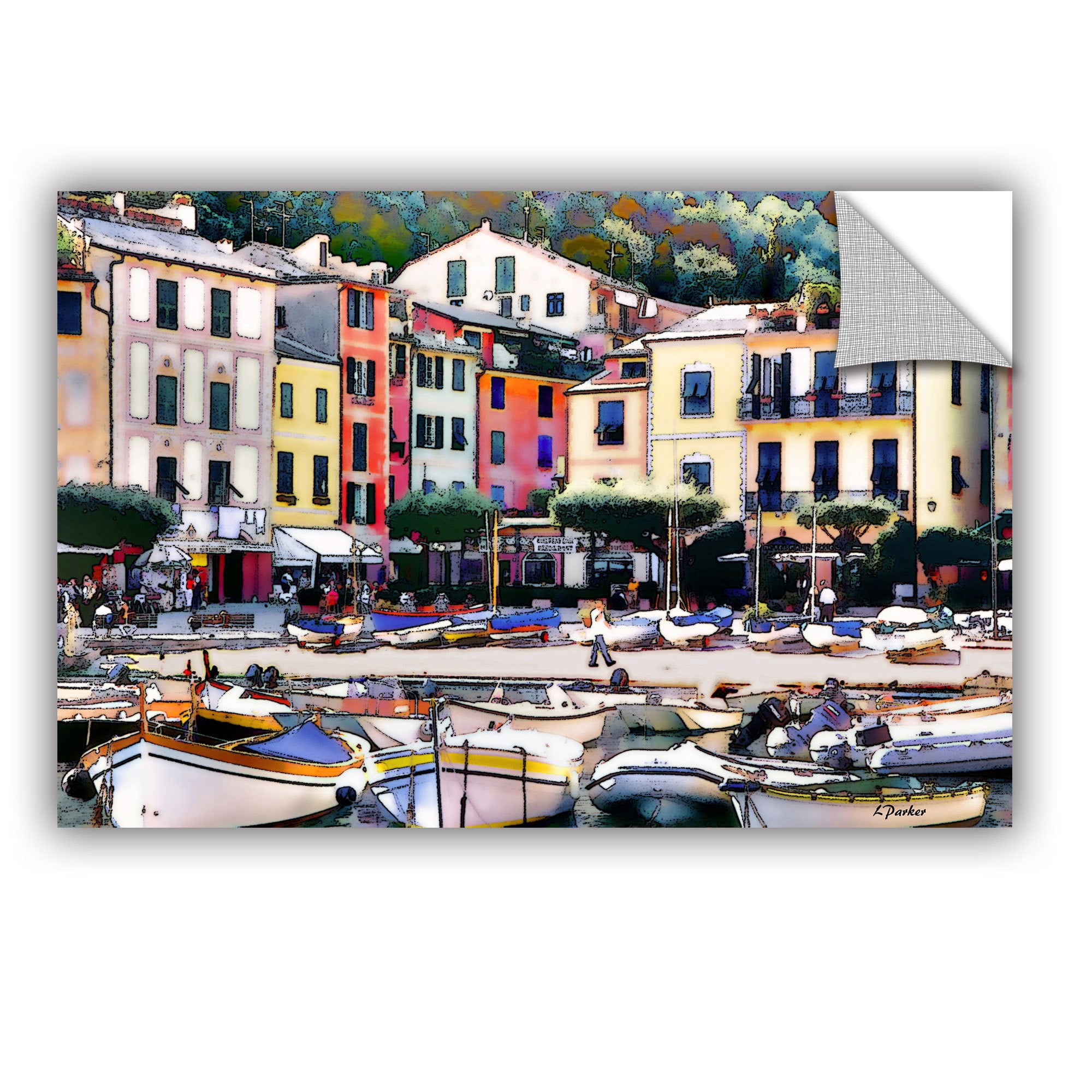 ArtAppealz Linda Parker "Italy: Sunny Portofino" Removable Wall Art