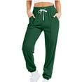 thumbnail image 2 of YHAJDS Women's Winter Trousers,Sweatpants Women Casual Pants for Women Solid Color Drawstring Elastic Waist Cuffed Ankle Slim Sports Pants, 2 of 5