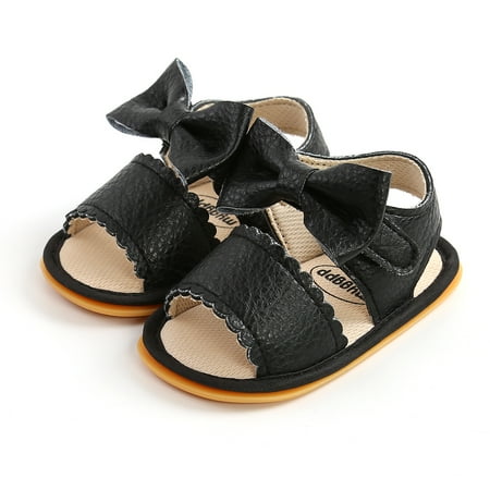 

Yejaeka Baby Sandals Girls Solid Color Bowknot Walking Shoes Footwear