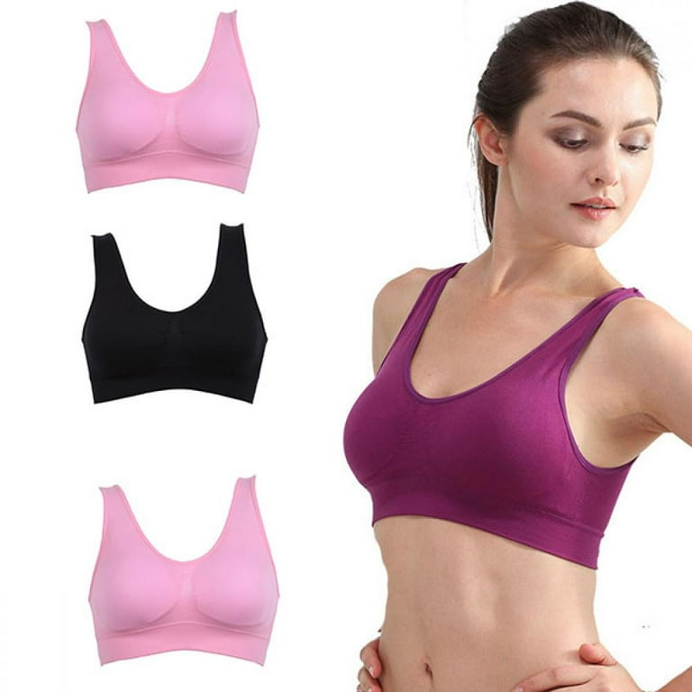 Women's Sports Bra Light Support Removable Pad Wireless Solid Color Pink  Blue Spandex Yoga Fitness Gym Workout Bra Top Sport Activewear Breathable  Com