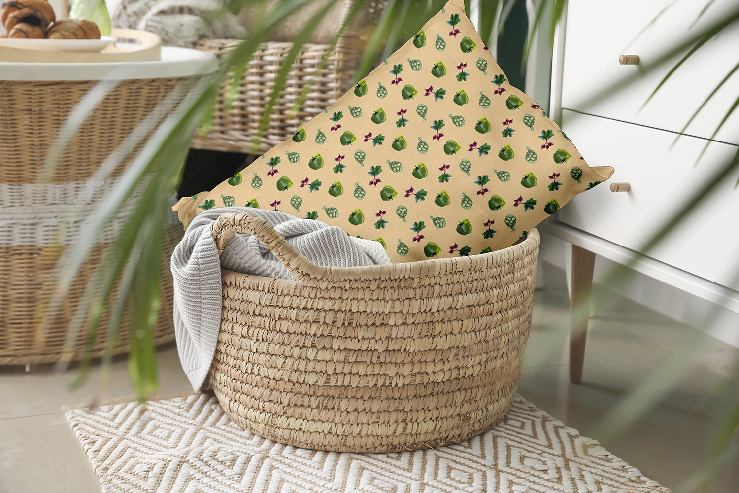 20" x 14" Simply Daisy Three Veggies Pattern Polyester Indoor/Outdoor Pillow, Corn Stalk Qty 1