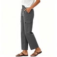 thumbnail image 5 of SOOMLON Cropped Pants Women Wide Leg Plus Size Button Zip Chino Pants Solid Trouser with Pockets Travel Casual Pants, 5 of 8