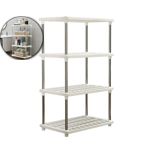 Dvruxg 3 Tier Bathroom Counter Organizer Standing Shelf with Plastic Mesh Trays and Metal Tubes,Shelving Unit Vanity Storage Organizer Rack Holder for Countertop,Kitchen,Cabinet