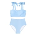 thumbnail image 5 of HOMBOM Womens Two Piece Swimsuit Sport Swimwear Sky Blue Bikini High Waisted Striped Bathing Suit for Ladies, 5 of 6