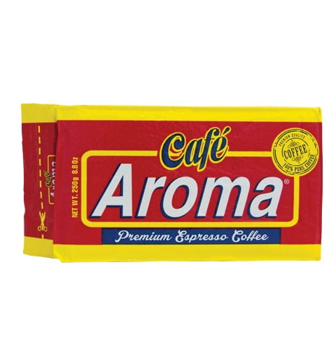 Cafe Aroma Espresso Ground Coffee, Dark Roast Caffeinated, 8.8 oz