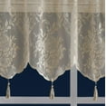 thumbnail image 2 of DecoSource - English Rose Design - Lace Semi Sheer Voile Valance Rod Pocket with 4 Tassels - for Living Room Bedroom, Bathroom Kitchen and More 1 Valance 54" W x 22" L Each, Linen, 2 of 3