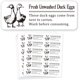 thumbnail image 1 of 180 etiquetas para cartón de huevos de pato sin lavar, 1 x 2,6 pulgadas (2,5 x 6,7 cm), pegatinas para huevos frescos de granja, pegatinas adhesivas PET para embalaje de huevos, cajas, contenedores,, 1 of 8