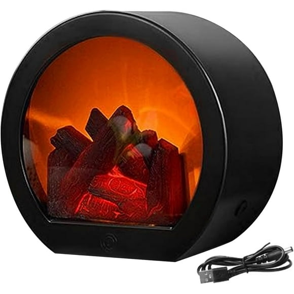Realistic Flameless Electric Fireplace LED Fireplace Lantern USB/Battery Powered Portable Electric Tabletop Log Burner Fire Effect for Home Decor Fake LED Fireplace