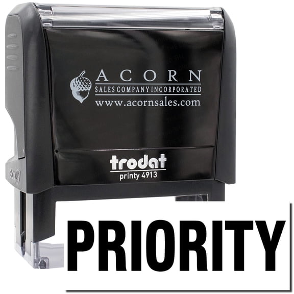 Large Self-Inking Bold Priority Stamp, Trodat Printy 4913, Press and Print Stamping, Impression Size 7/8" x 2-1/4", Up to 10,000 Impressions - Black Ink