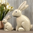 thumbnail image 6 of 2pcs Wood-Colored Bunny Resin Sculpture - Adorable Animal Ornament with Realistic Wood-Like Finish, for Coffee Tables, Desktops & Display Cabinets, Adds Rustic Charm to Home Decor, Beige, 6 of 6