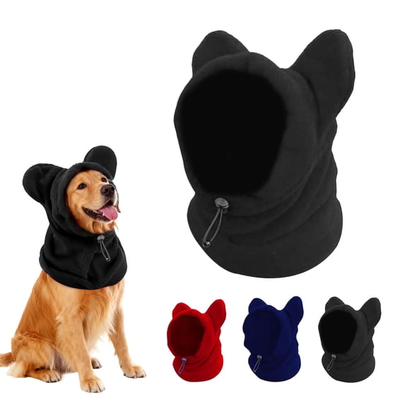 Dog Snood Winter Hood with Ear Protection, Fleece Neck Warmer for Dogs