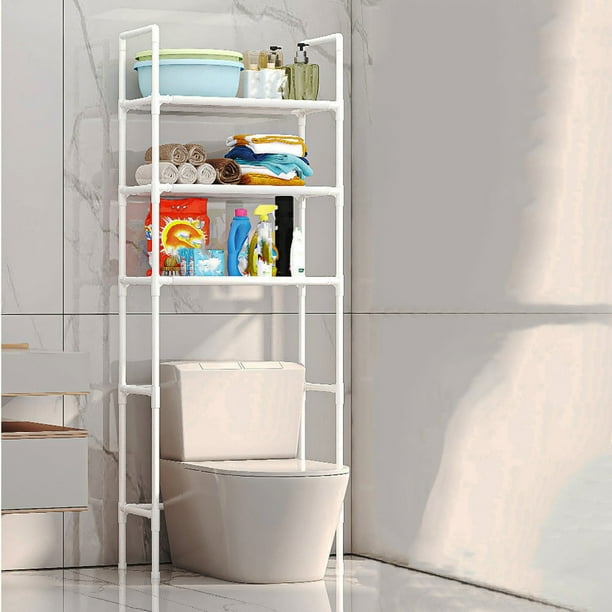 Estante de almacenamiento para baño Nhthy de construcción robusta, organizador para inodoro que ahorra espacio, estantería multifuncional para baño, color blanco