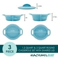 thumbnail image 3 of Rachael Ray Ceramic Casserole Bakers with Shared Lid Set, 3-Piece, Agave Blue, 3 of 8
