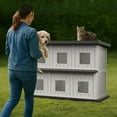 thumbnail image 6 of ENNSOO Outdoor Cat House Cat Shelter Multi Feral Cats Home Pet House Indoor Outdoor Weatherproof Insulated Easy Assembly, Black, 6 of 8